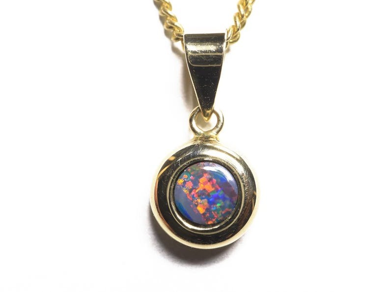 Gold Pendant Lightning Ridge Black Opal Doublets TOG-96