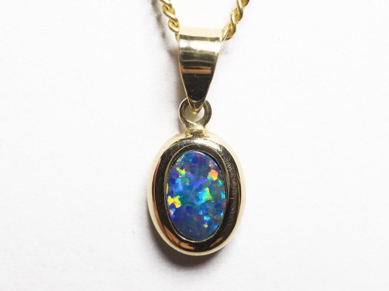 14k Gold Lightning Ridge Top Grade Black Opal Doublets Pendant TOG-108