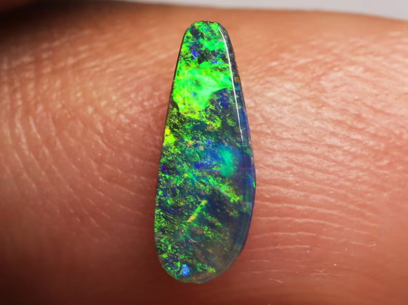 0.40 Ct. Super Gem Grade Bright Neon Green Natural Boulder Opal Polished Opal TOG-1774